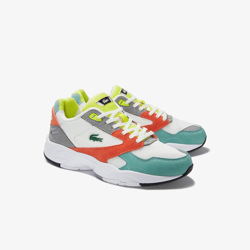 Tenis Lacoste Feminino Laranja Luz Verdes Storm 96 LO Mesh and Leather LM0-91099C2