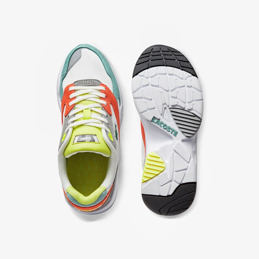 Tenis Lacoste Feminino Laranja Luz Verdes Storm 96 LO Mesh and Leather LM0-91099C2