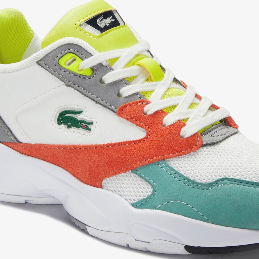 Tenis Lacoste Feminino Laranja Luz Verdes Storm 96 LO Mesh and Leather LM0-91099C2