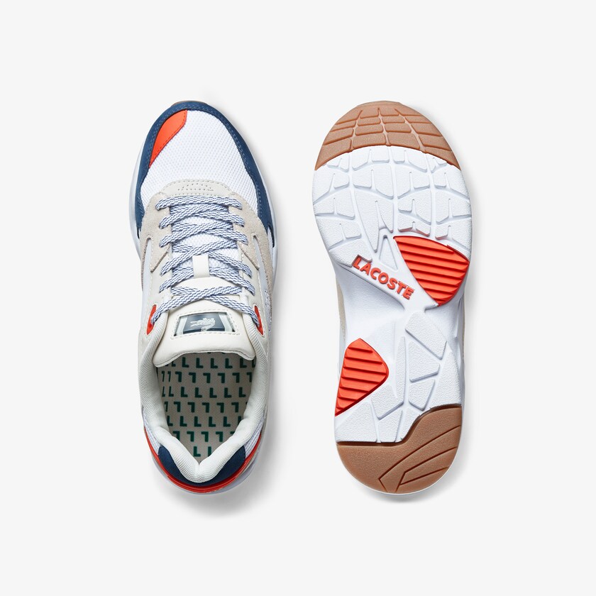 Tenis Lacoste Masculino Branco Azuis Escuro Storm 96 LO Textile DJ6-75277B1