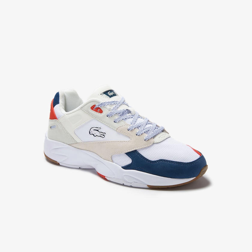 Tenis Lacoste Masculino Branco Azuis Escuro Storm 96 LO Textile DJ6-75277B1