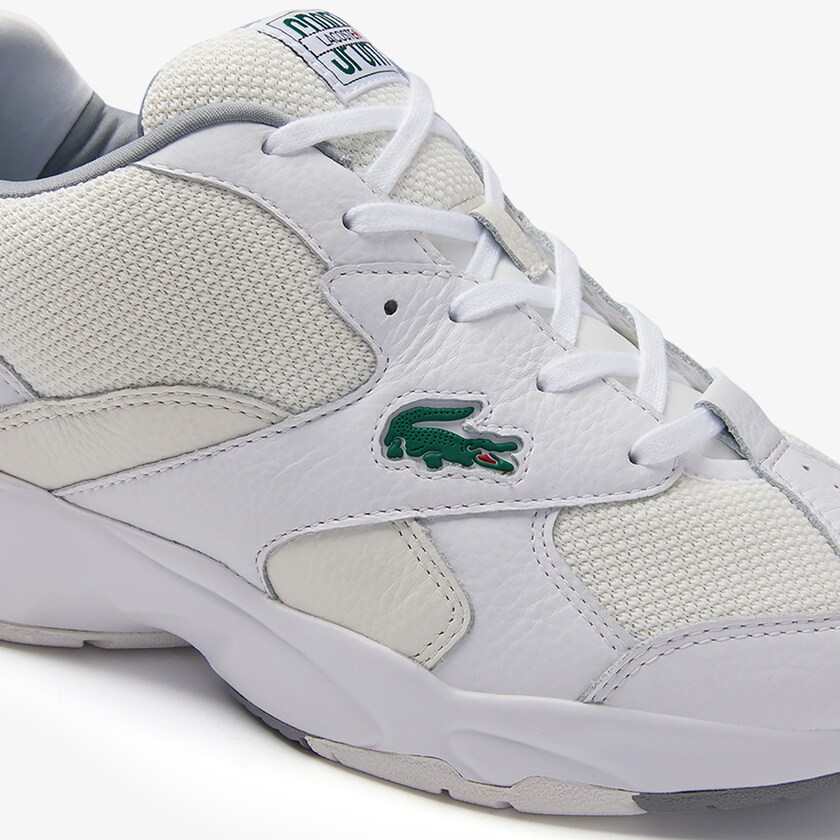 Tenis Lacoste Masculino Branco Branco Storm 96 Leather and Textile WW0-55835D0