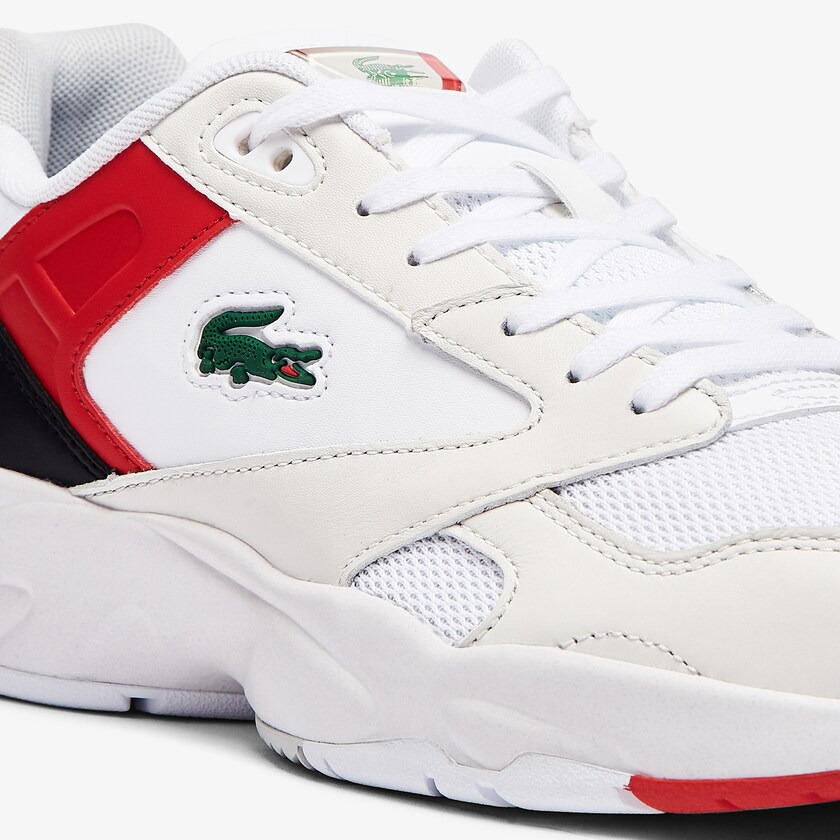 Tenis Lacoste Masculino Branco Vermelhas Storm 96 Lo Mesh Colour-Pop YS0-89328V1
