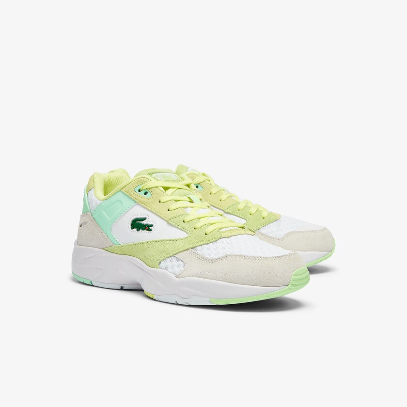 Tenis Lacoste Masculino Branco Luz Amarelas Storm 96 Lo Suede and Mesh IR3-97039G6