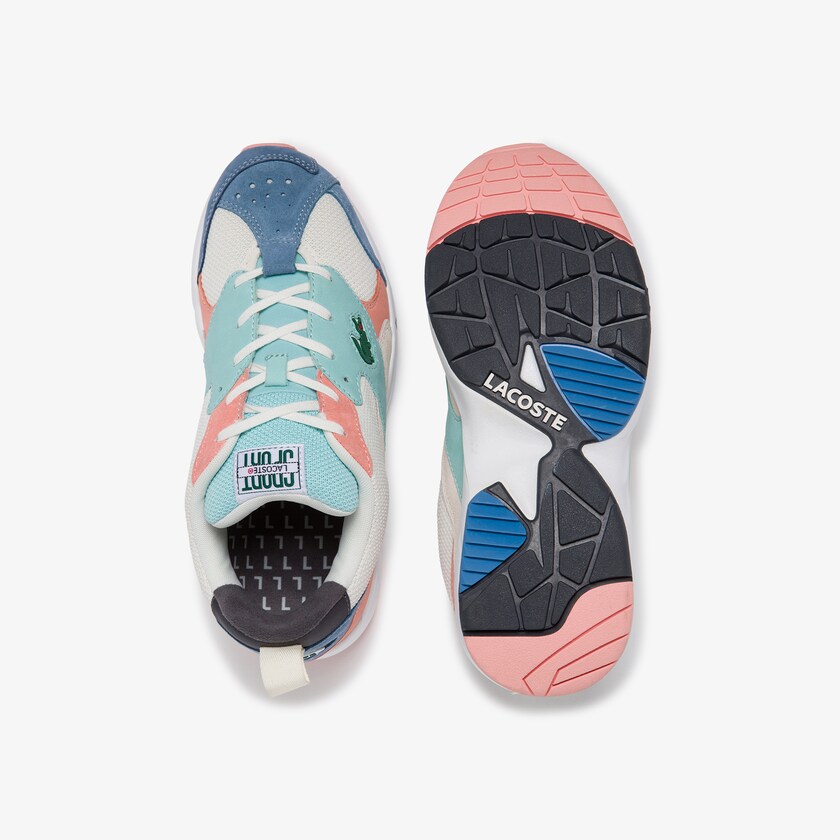 Tenis Lacoste Masculino Branco Azuis Storm 96 Mesh and Suede NI1-56915V3