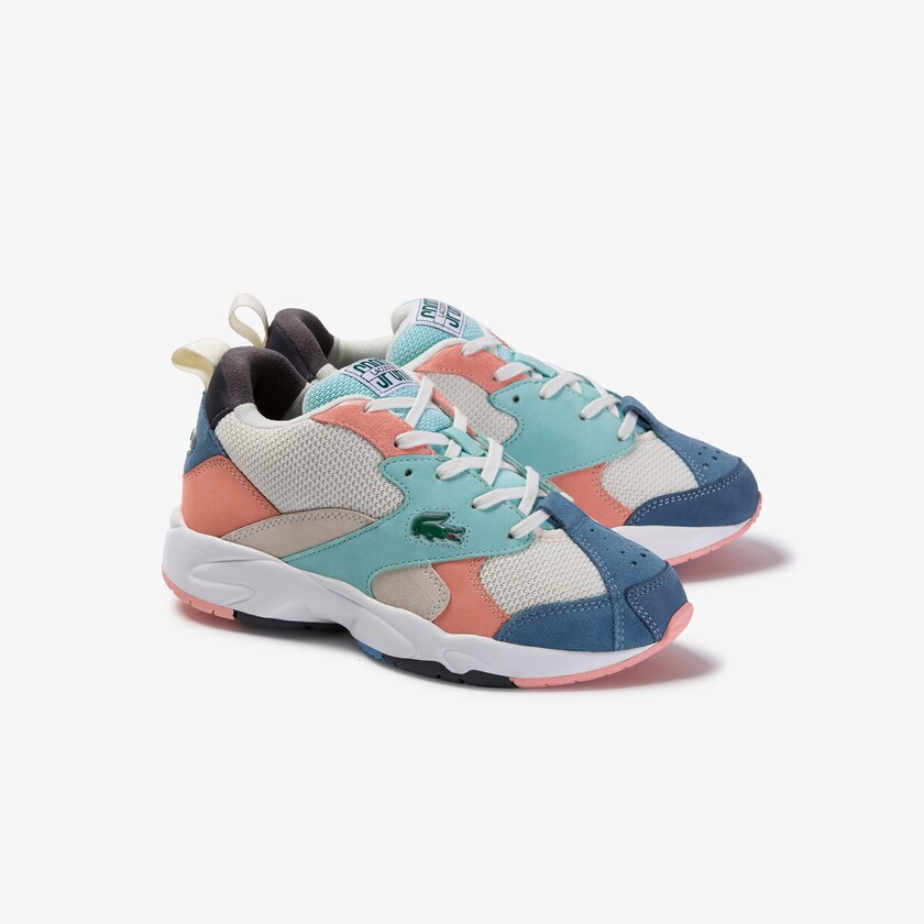 Tenis Lacoste Feminino Branco Azuis Storm 96 Textile and Suede WB8-26422P9