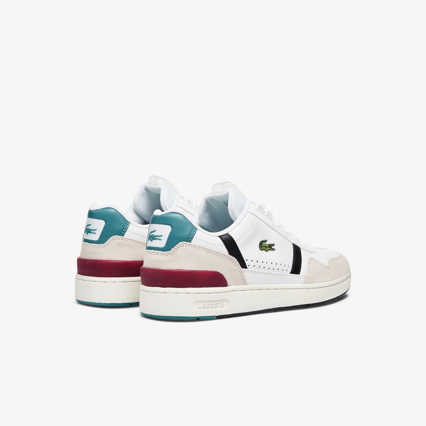 Tenis Lacoste Masculino Branco Bege T-Clip Leather Colour-Pop DB3-44324R3