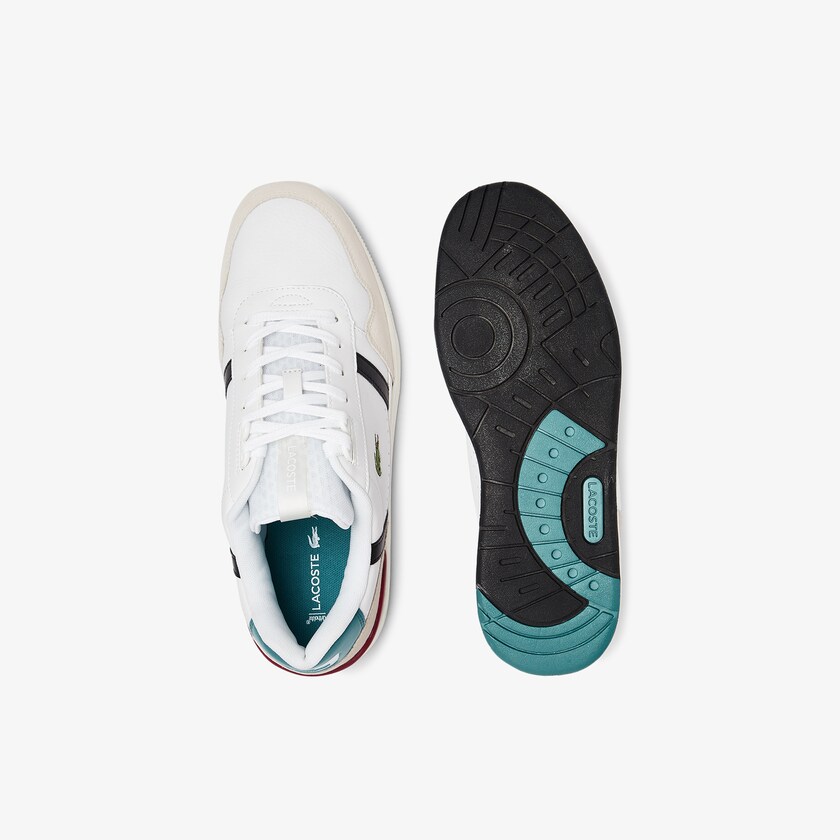 Tenis Lacoste Masculino Branco Bege T-Clip Leather Colour-Pop DB3-44324R3
