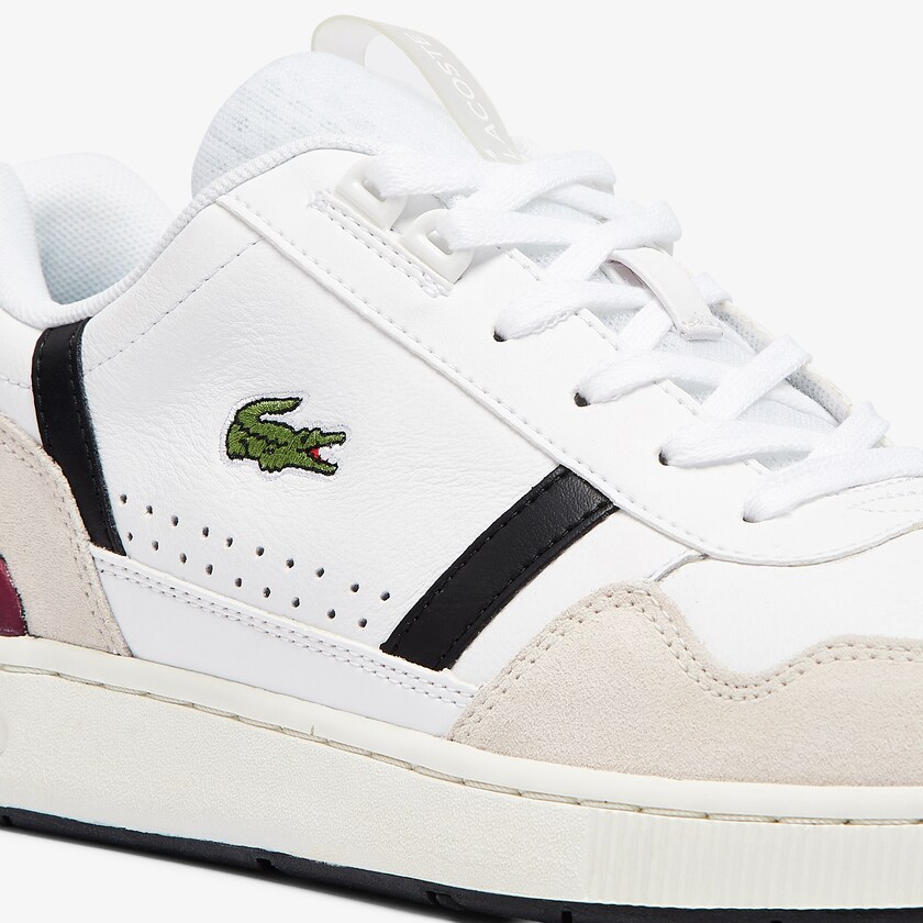 Tenis Lacoste Masculino Branco Bege T-Clip Leather Colour-Pop DB3-44324R3