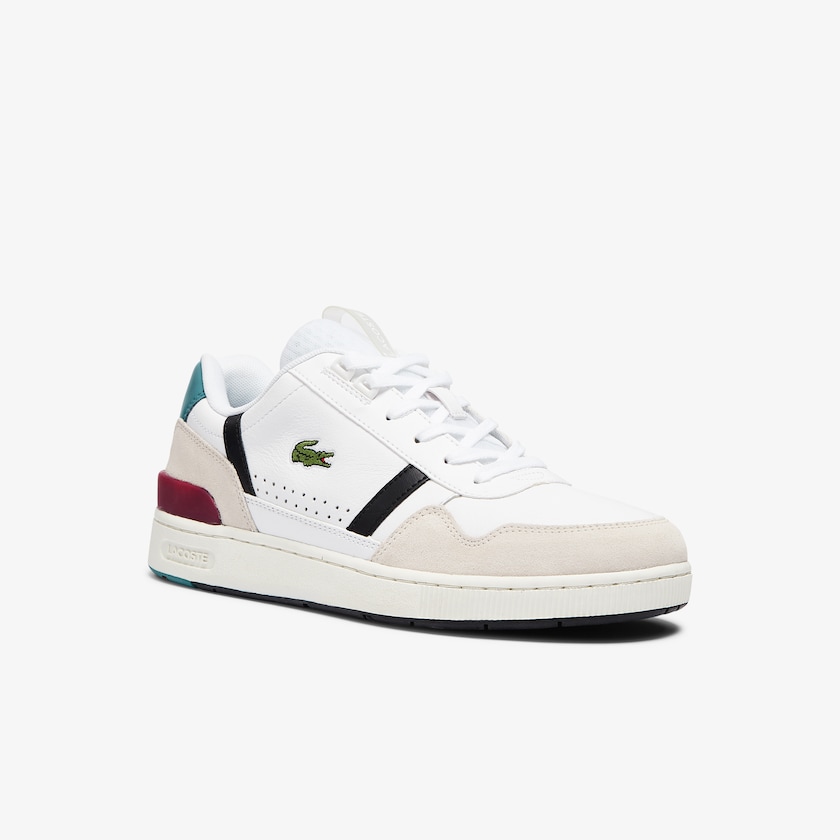 Tenis Lacoste Masculino Branco Bege T-Clip Leather Colour-Pop DB3-44324R3