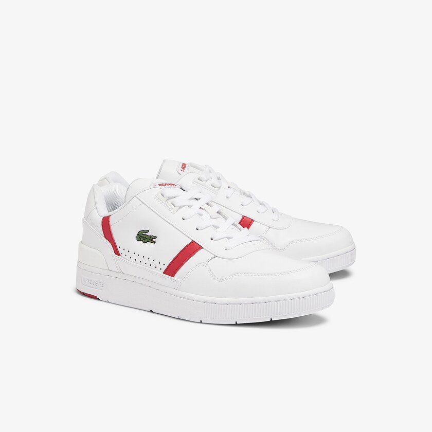 Tenis Lacoste Masculino Branco Vermelhas T-Clip Leather TV2-92879X9