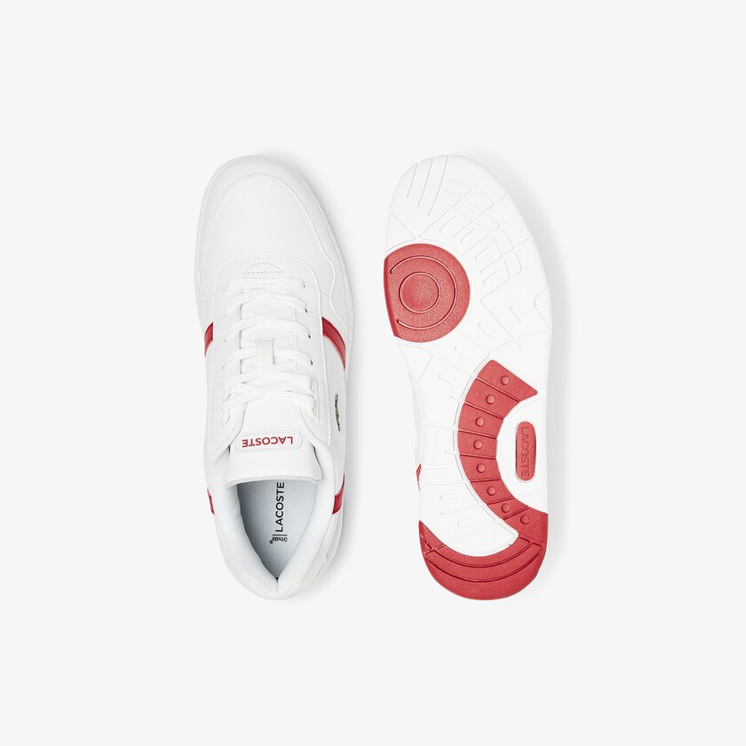 Tenis Lacoste Masculino Branco Vermelhas T-Clip Leather TV2-92879X9