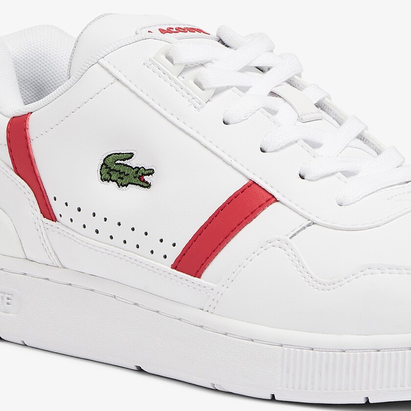 Tenis Lacoste Masculino Branco Vermelhas T-Clip Leather TV2-92879X9