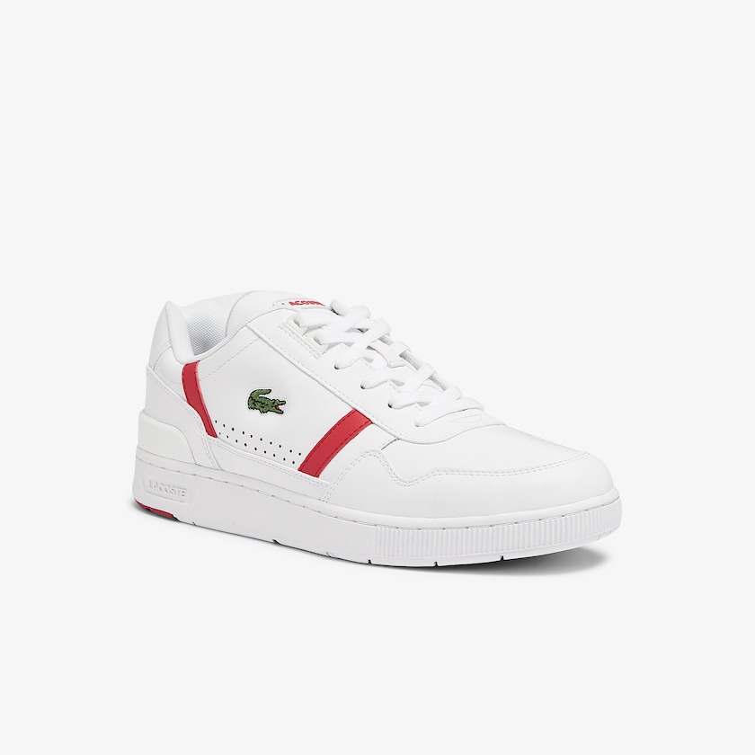 Tenis Lacoste Masculino Branco Vermelhas T-Clip Leather TV2-92879X9