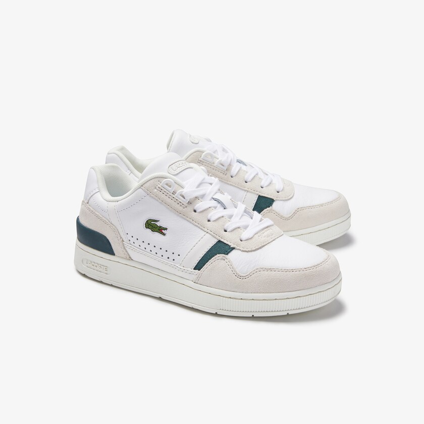 Tenis Lacoste Feminino Branco T-Clip Leather and Suede HA2-45134J5