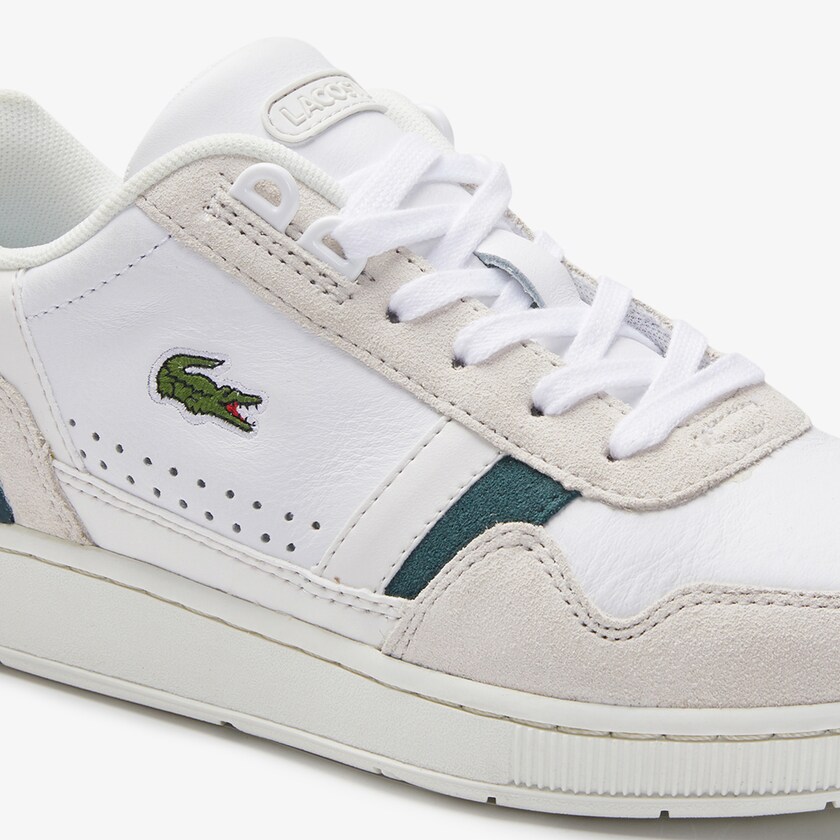 Tenis Lacoste Feminino Branco T-Clip Leather and Suede HA2-45134J5