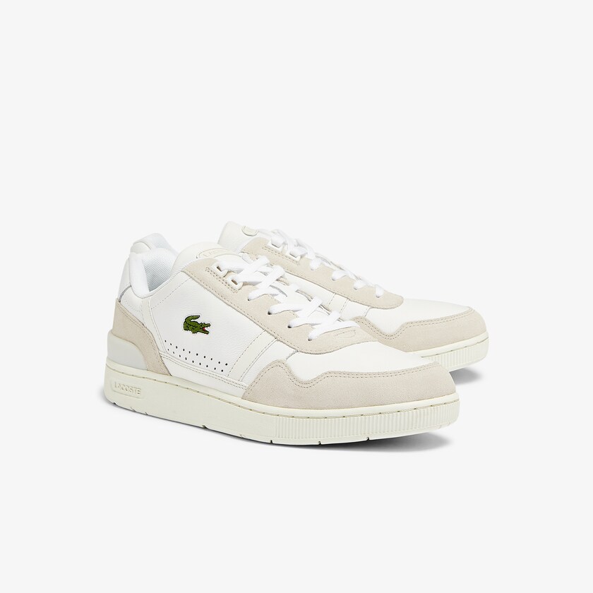 Tenis Lacoste Masculino Branco Cinzentas T-Clip Leather and Suede CO5-59415X8