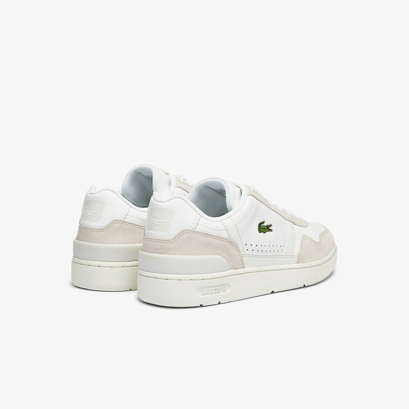 Tenis Lacoste Masculino Branco Cinzentas T-Clip Leather and Suede CO5-59415X8