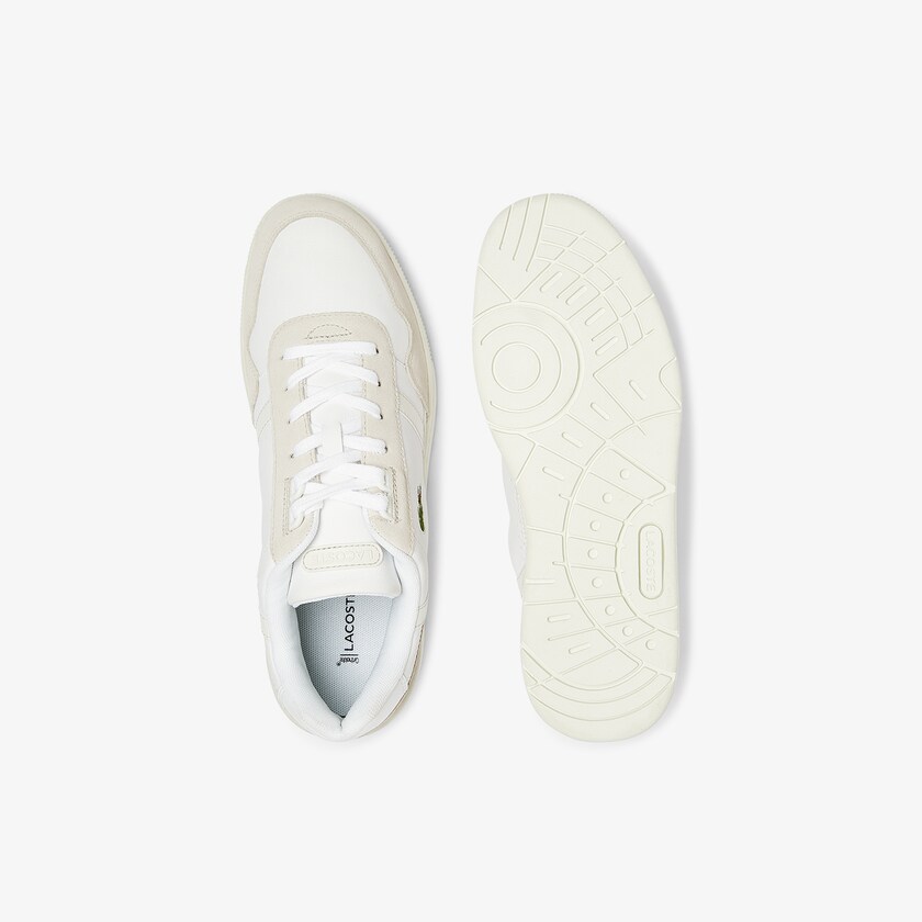 Tenis Lacoste Masculino Branco Cinzentas T-Clip Leather and Suede CO5-59415X8