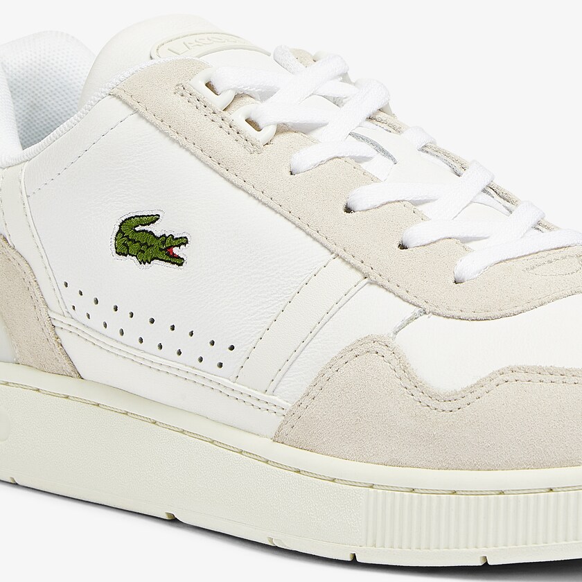 Tenis Lacoste Masculino Branco Cinzentas T-Clip Leather and Suede CO5-59415X8