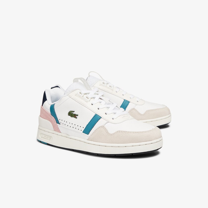 Tenis Lacoste Feminino Branco Turquesa Escuro T-Clip Leather and Synthetic FG0-03750T4