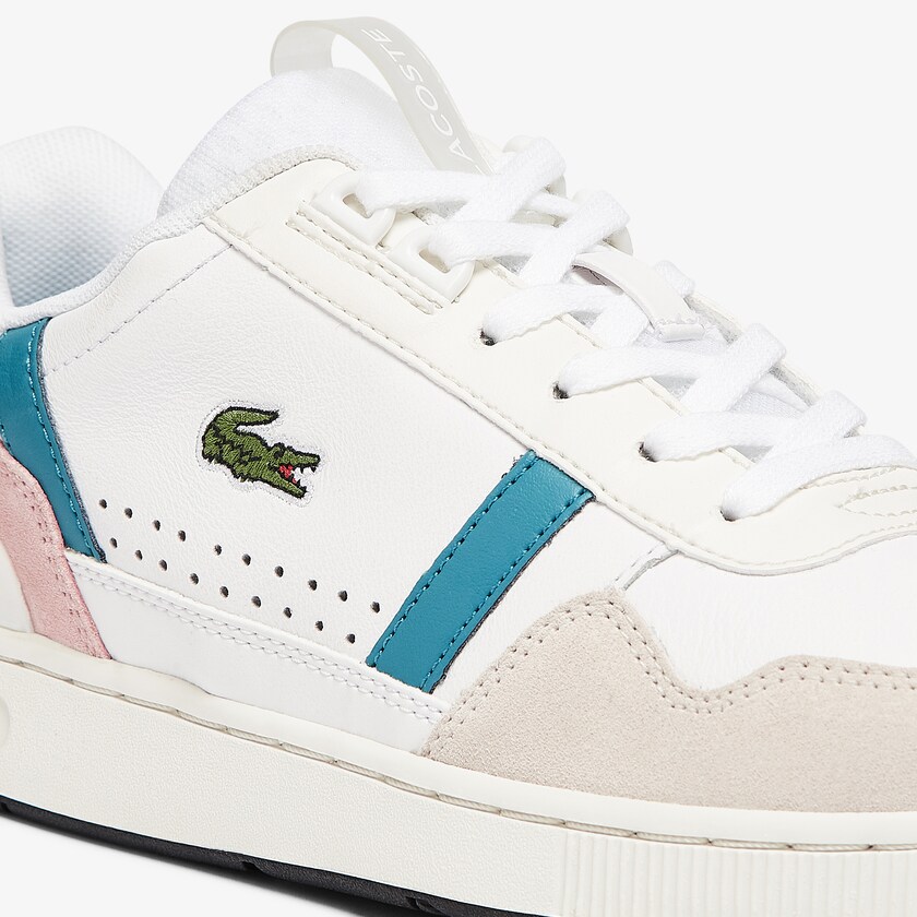Tenis Lacoste Feminino Branco Turquesa Escuro T-Clip Leather and Synthetic FG0-03750T4
