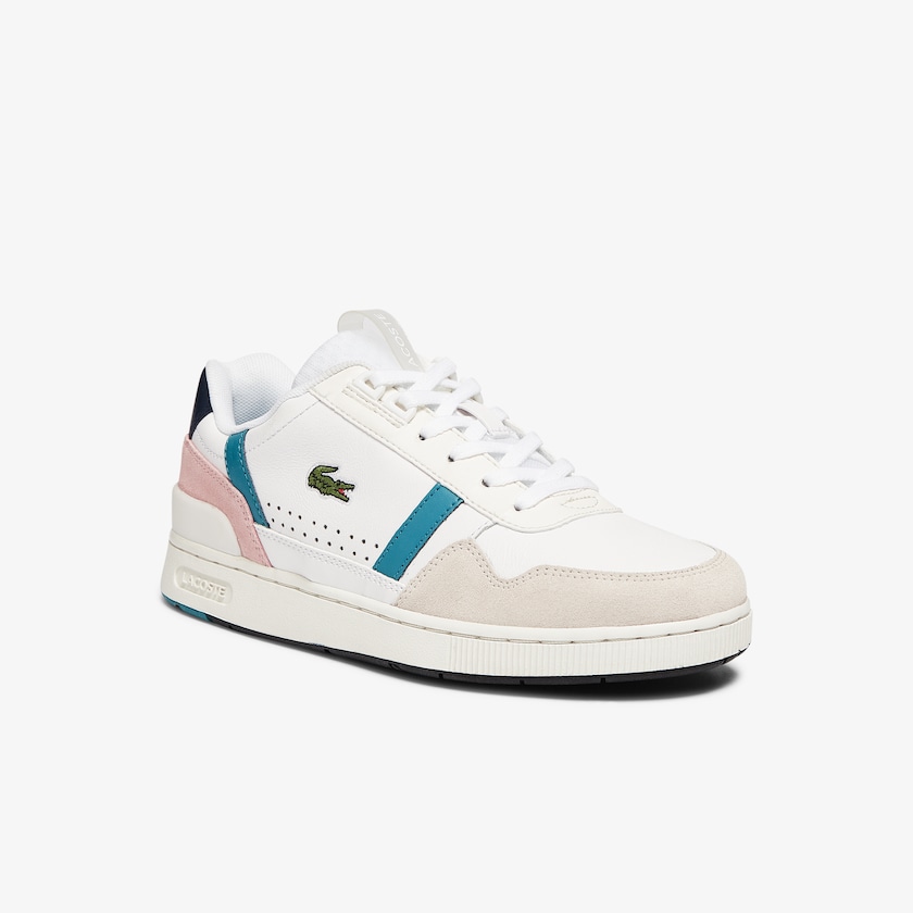 Tenis Lacoste Feminino Branco Turquesa Escuro T-Clip Leather and Synthetic FG0-03750T4