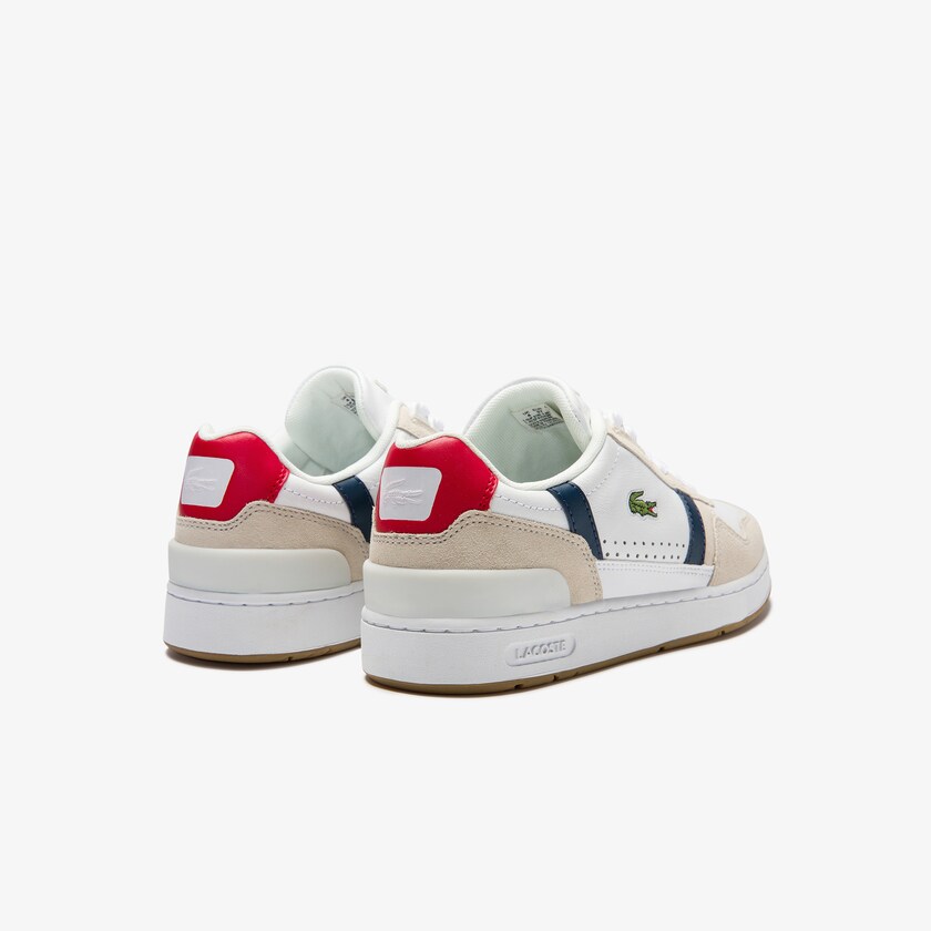 Tenis Lacoste Feminino Branco Bege T-Clip Tricolour Leather and Suede WQ5-76517L4