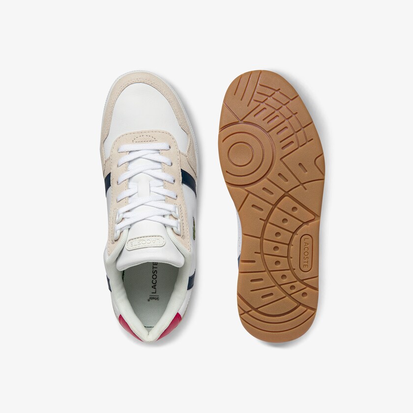 Tenis Lacoste Feminino Branco Bege T-Clip Tricolour Leather and Suede WQ5-76517L4