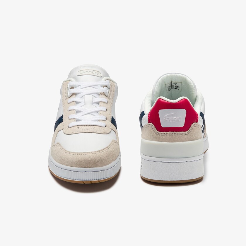 Tenis Lacoste Feminino Branco Bege T-Clip Tricolour Leather and Suede WQ5-76517L4