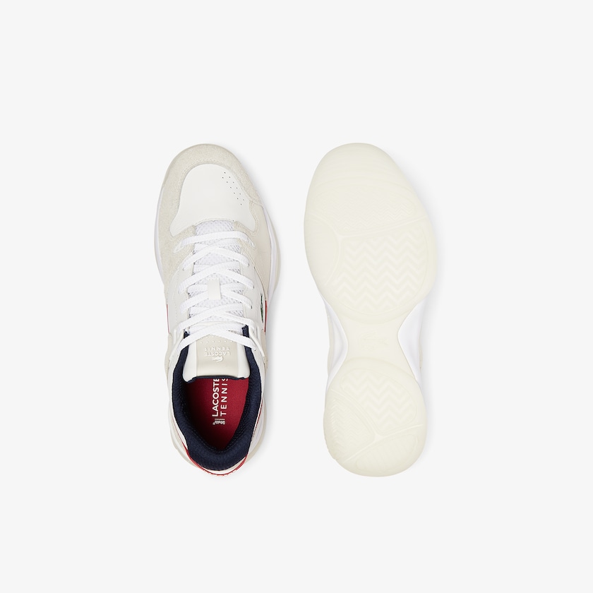 Tenis Lacoste Masculino Branco Bege T-Point Leather and Suede UD9-84768X5