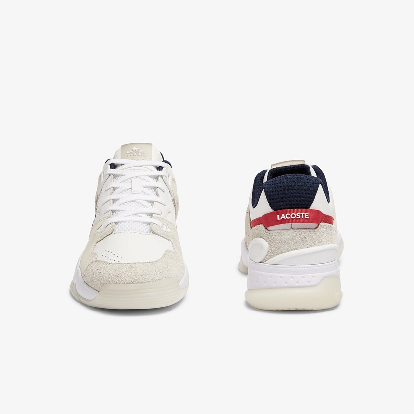 Tenis Lacoste Masculino Branco Bege T-Point Leather and Suede UD9-84768X5