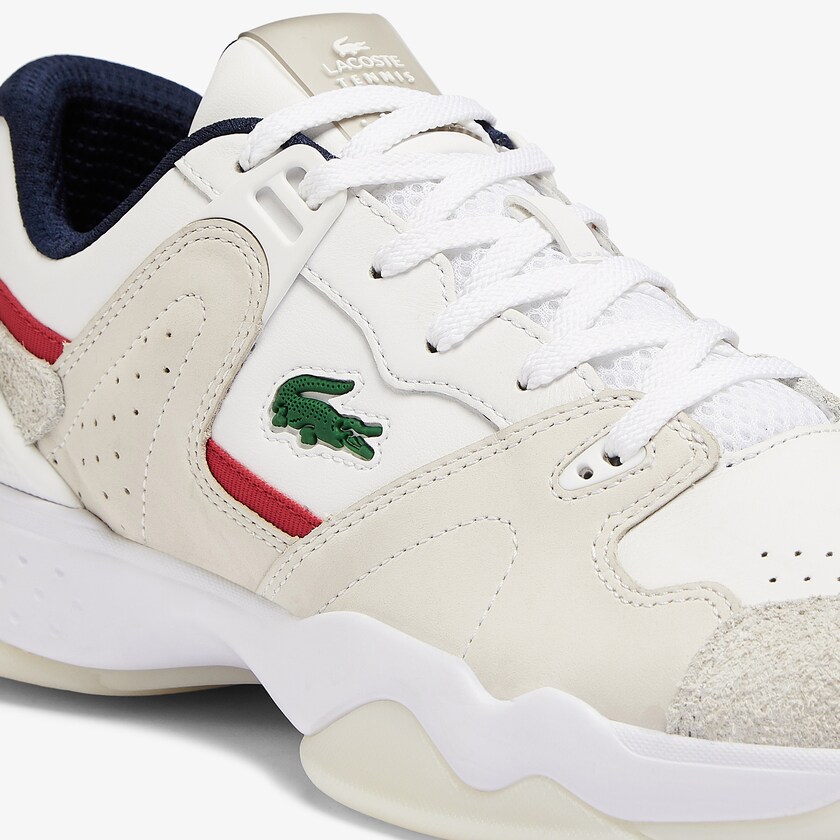 Tenis Lacoste Masculino Branco Bege T-Point Leather and Suede UD9-84768X5