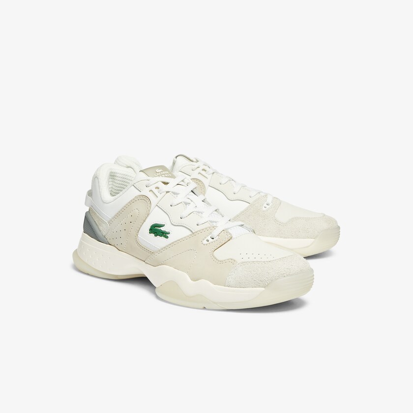 Tenis Lacoste Masculino Branco Branco T-Point Leather and Suede HZ2-05270N1