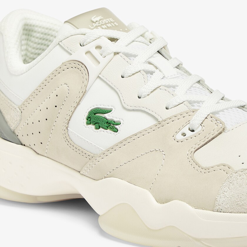 Tenis Lacoste Masculino Branco Branco T-Point Leather and Suede HZ2-05270N1