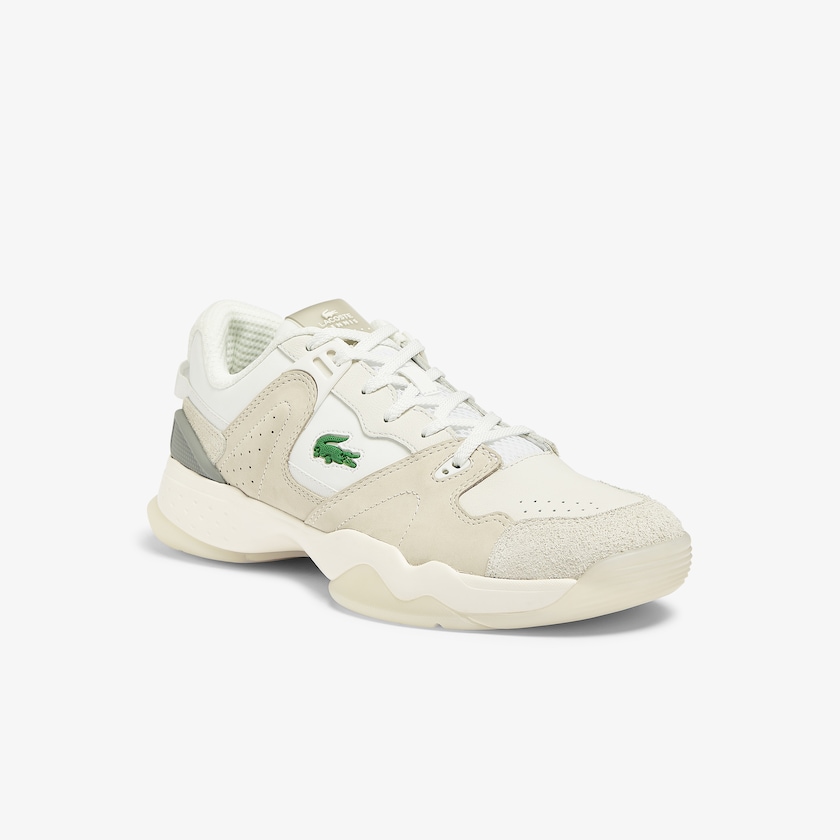 Tenis Lacoste Masculino Branco Branco T-Point Leather and Suede HZ2-05270N1
