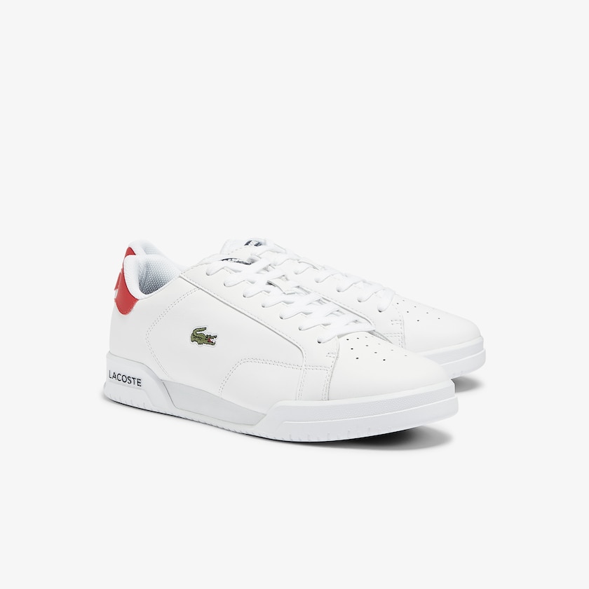 Tenis Lacoste Masculino Branco Bege Twin Serve Leather Colour-Pop ET8-05590B4