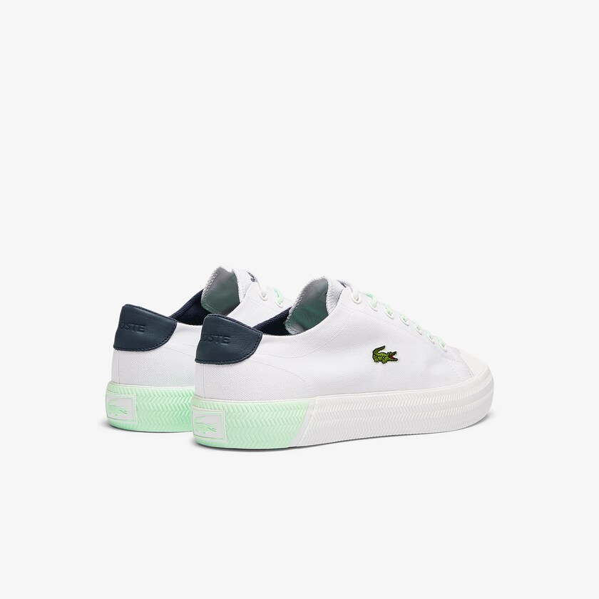 Tenis Lona Lacoste Masculino Branco Luz Verdes Gripshot Canvas and Leather KX3-67816Z2