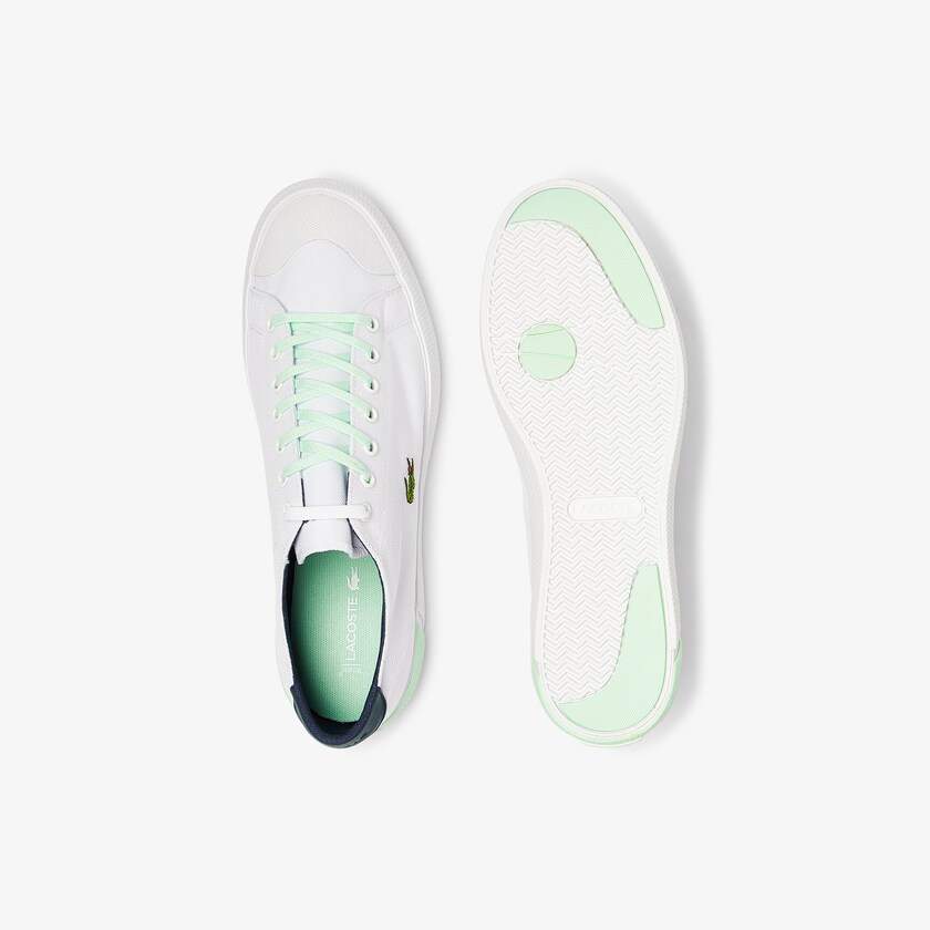 Tenis Lona Lacoste Masculino Branco Luz Verdes Gripshot Canvas and Leather KX3-67816Z2