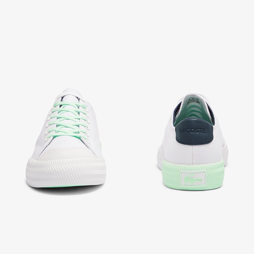 Tenis Lona Lacoste Masculino Branco Luz Verdes Gripshot Canvas and Leather KX3-67816Z2