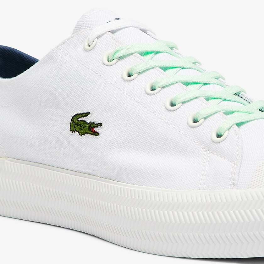 Tenis Lona Lacoste Masculino Branco Luz Verdes Gripshot Canvas and Leather KX3-67816Z2