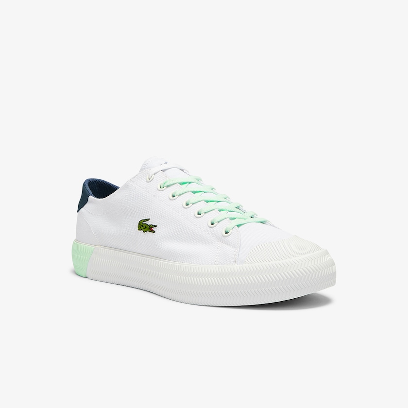 Tenis Lona Lacoste Masculino Branco Luz Verdes Gripshot Canvas and Leather KX3-67816Z2
