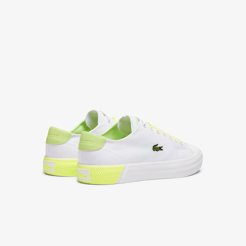 Tenis Lona Lacoste Masculino Branco Luz Amarelas Gripshot Canvas and Leather AQ3-07710J6
