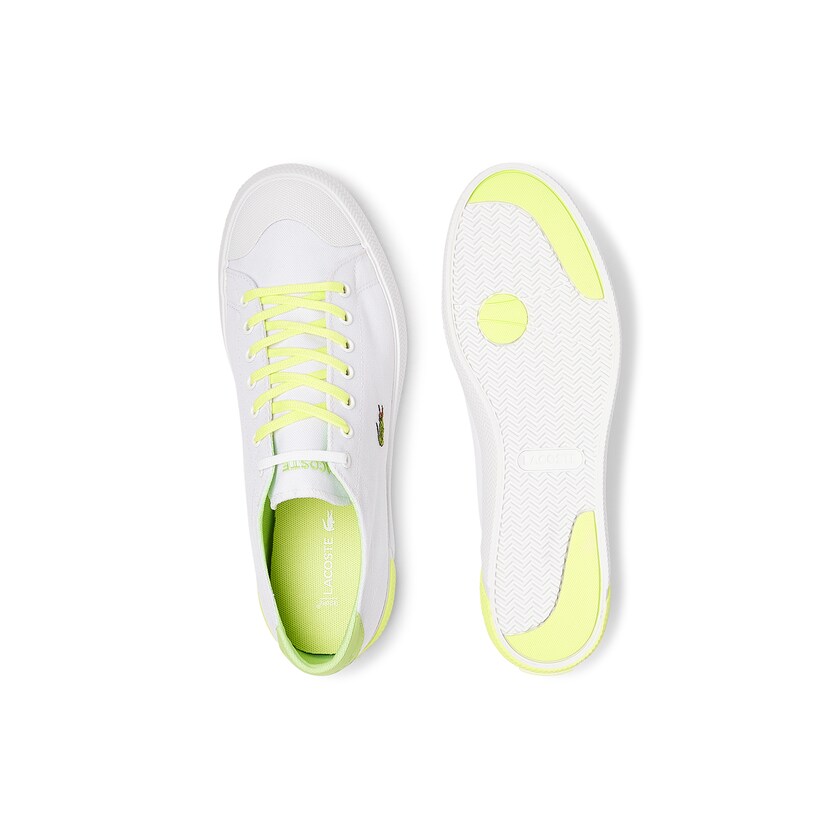 Tenis Lona Lacoste Masculino Branco Luz Amarelas Gripshot Canvas and Leather AQ3-07710J6