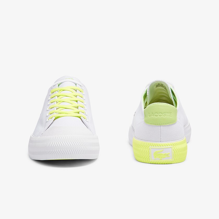 Tenis Lona Lacoste Masculino Branco Luz Amarelas Gripshot Canvas and Leather AQ3-07710J6