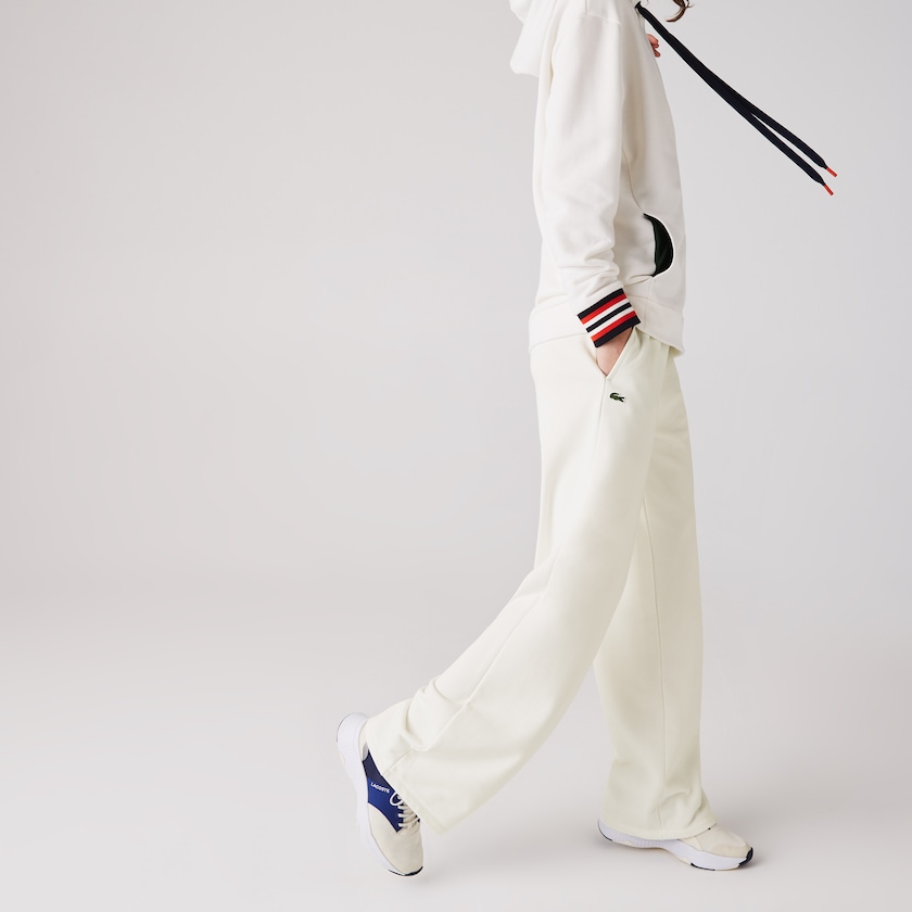 Calças De Treino Lacoste Feminino Branco Cotton Fleece KA0-13541R1