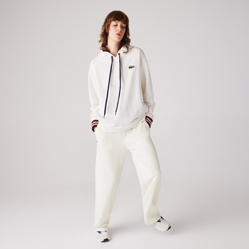 Calças De Treino Lacoste Feminino Branco Cotton Fleece KA0-13541R1