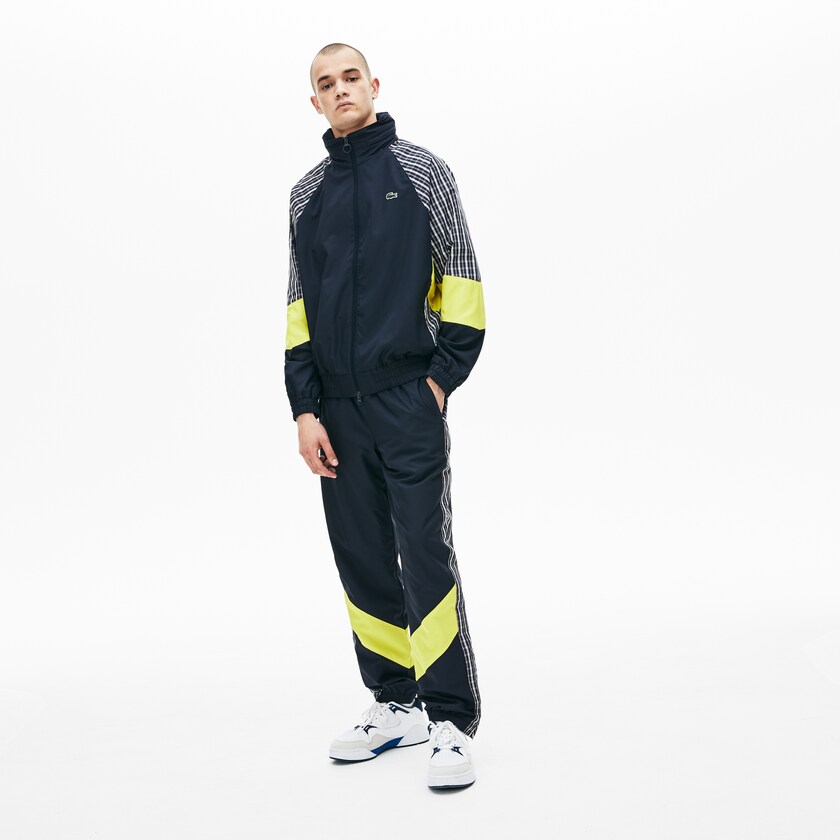 Calças De Treino Lacoste Masculino Azuis Amarelas Branco LIVE Patchwork HY1-46734T8