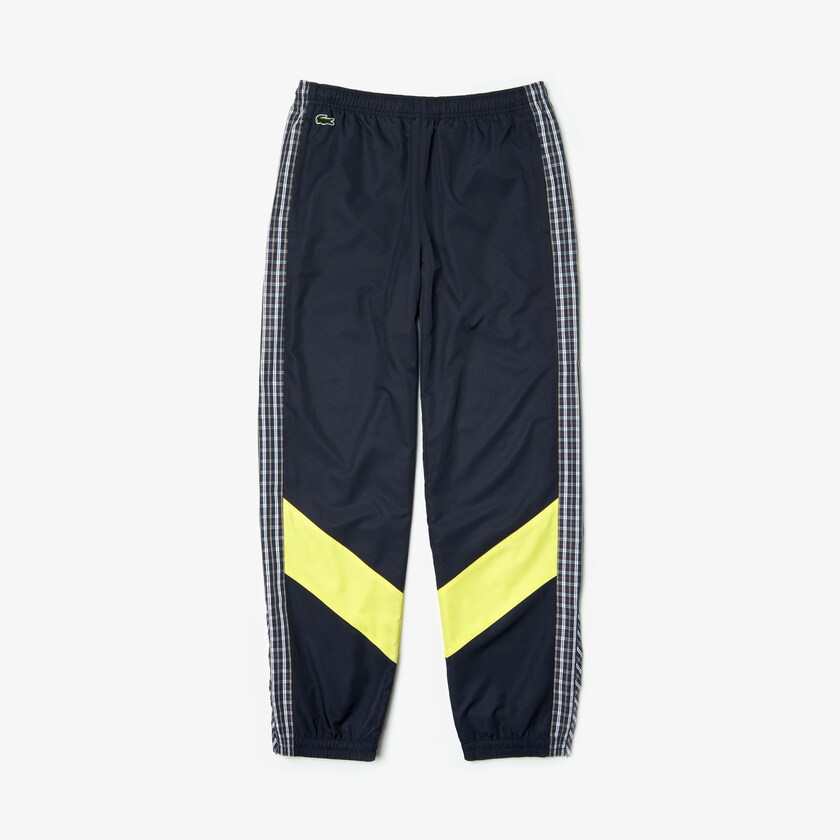 Calças De Treino Lacoste Masculino Azuis Amarelas Branco LIVE Patchwork HY1-46734T8