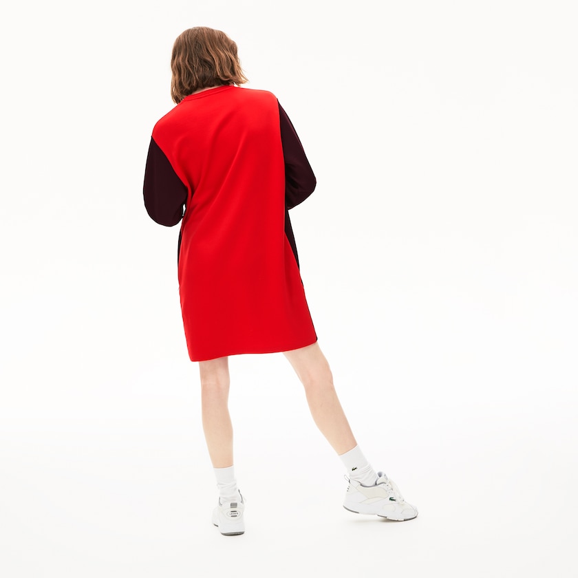 Vestido Lacoste Feminino Vermelhas Escuro Bege Vermelhas Colorblock Fleece Sweatshirt QY9-34913U1